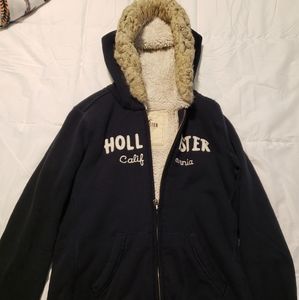 Hollister Jacket, Size Medium, Fur Liner on Body, Black